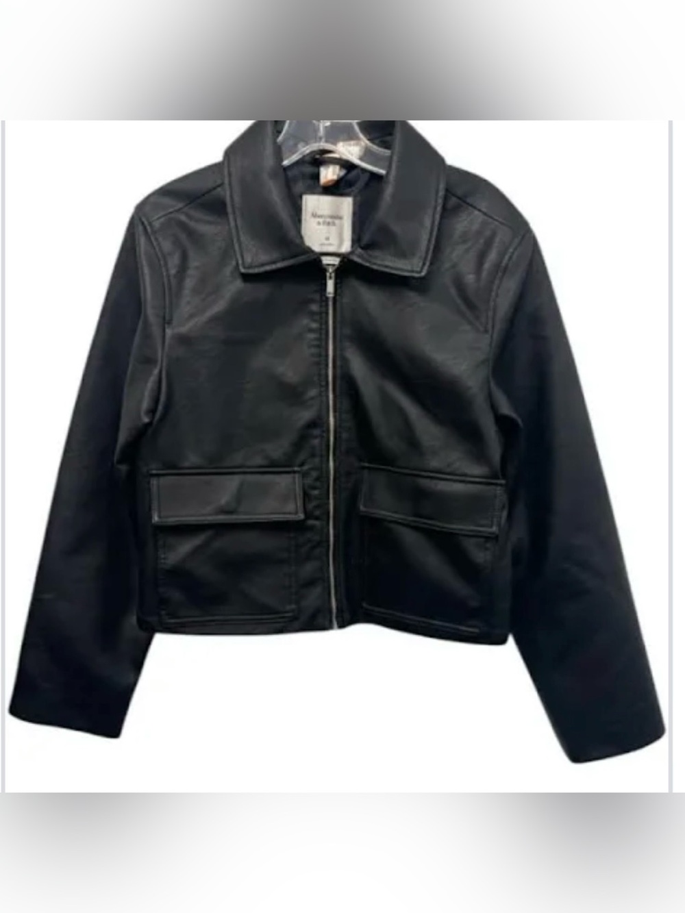 NWOT Abercrombie & Fitch Black Vegan Leather Utility Jacket - Size
Medium